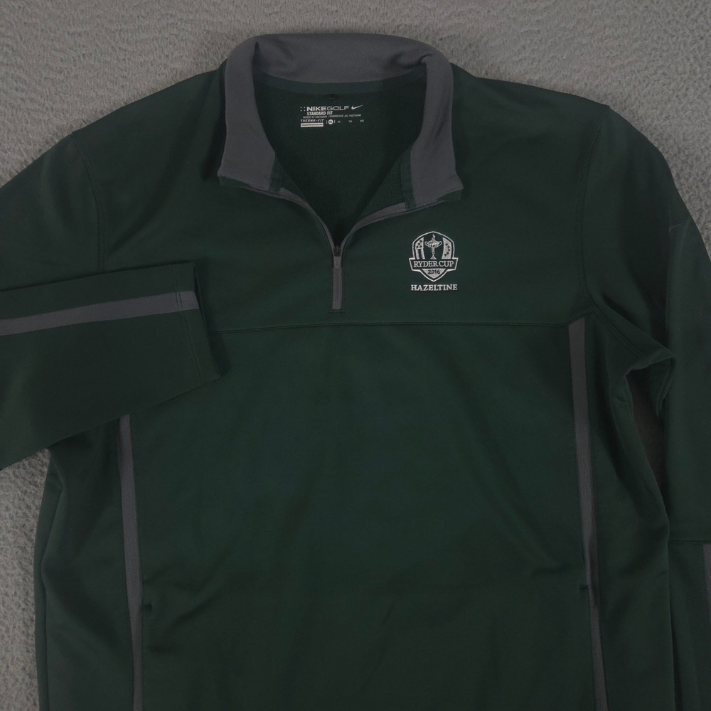 Nike Pullover Mens XL Green Golf Therma Fit Quarter Zip Ryder Cup 2016 Hazeltine